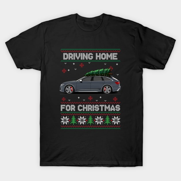 Funny Ugly Sweater - Driving Home For Christmas - RS6 Car T-Shirt by Automotive Apparel & Accessoires